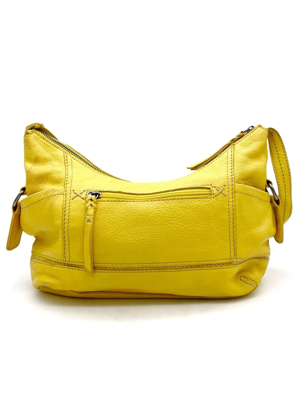 The Sak Kendra Hobo Shoulder Bag Mustard Yellow Leather Slouchy Zip Pocket Purse